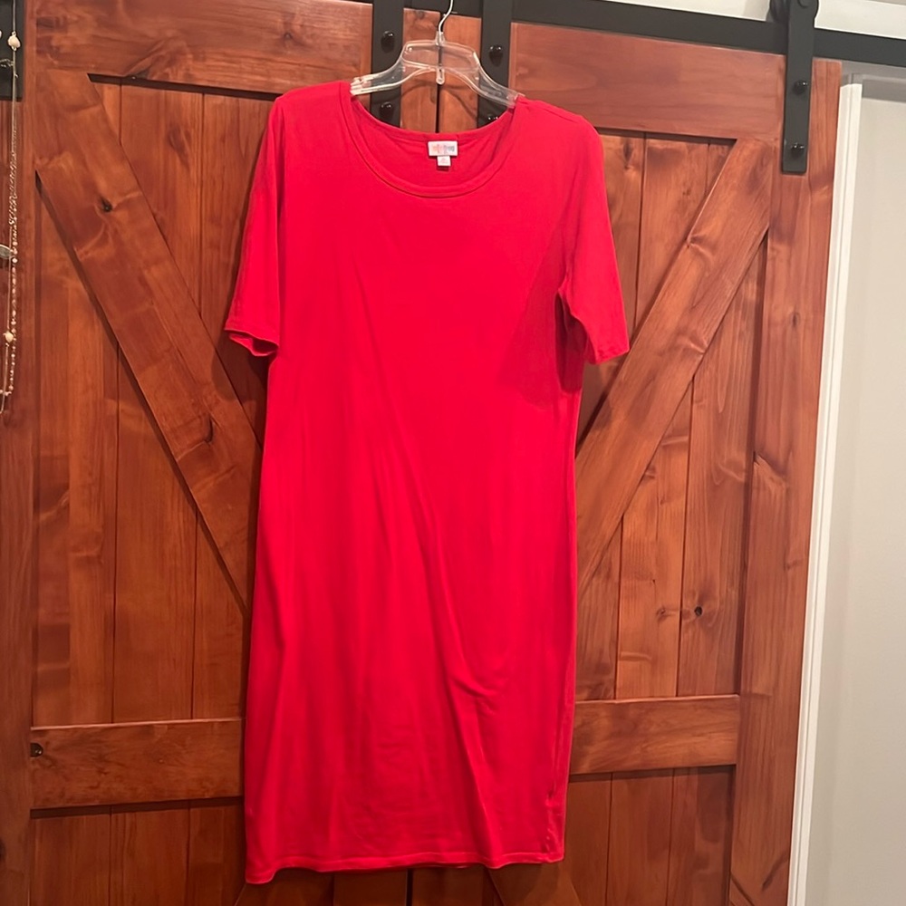 Lularoe midi tshirt dress red XL
